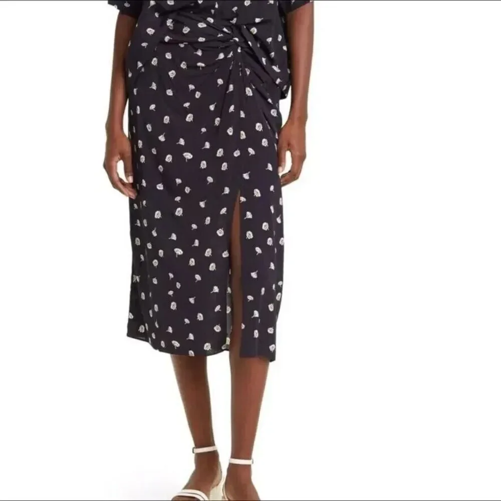 Rag and Bone women's 8 black amber floral-print jacquard midi skirt NWT dressy